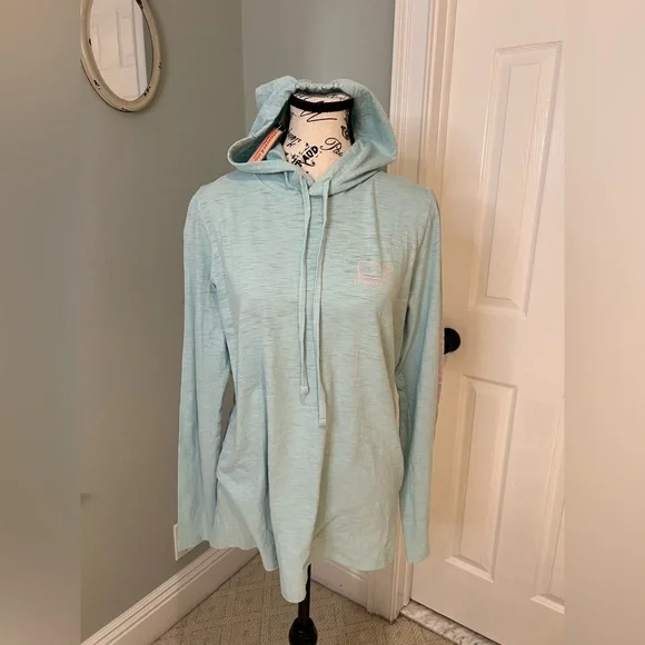NWT Vineyard Vines Lightweight Aqua Haze Hoodie | Whale Logo | Size S - Picture 1 of 14